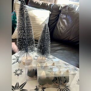 Black and white Christmas Bottle Brush Trees.